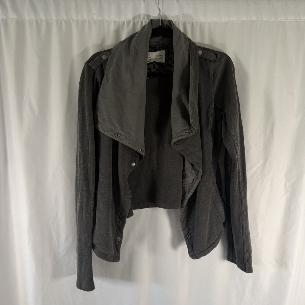 Saturday Sunday Anthropologie Cardigan Women's Medium Grey Snap Close Pockets